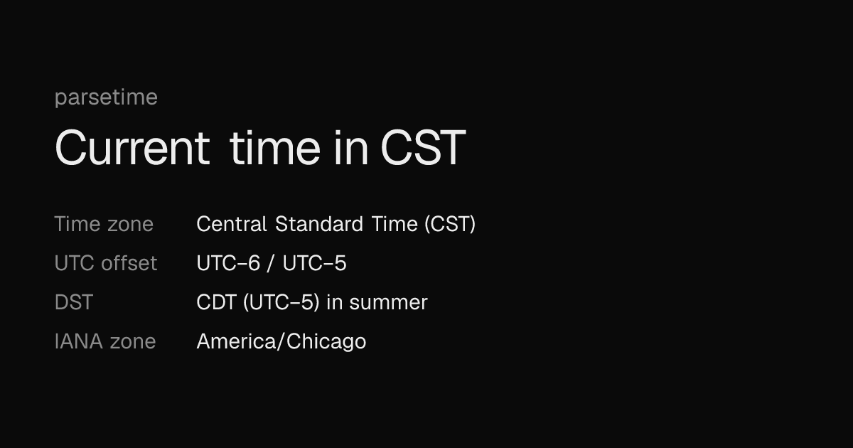 Current CST Time Right Now · parsetime
